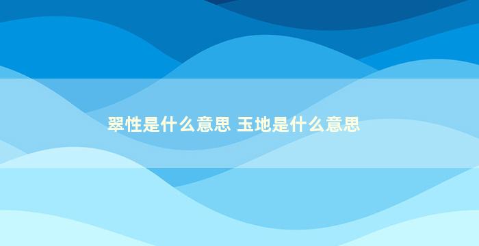 翠性是什么意思 玉地是什么意思